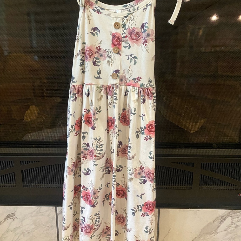 Floral Kids Dress with Pink Roses